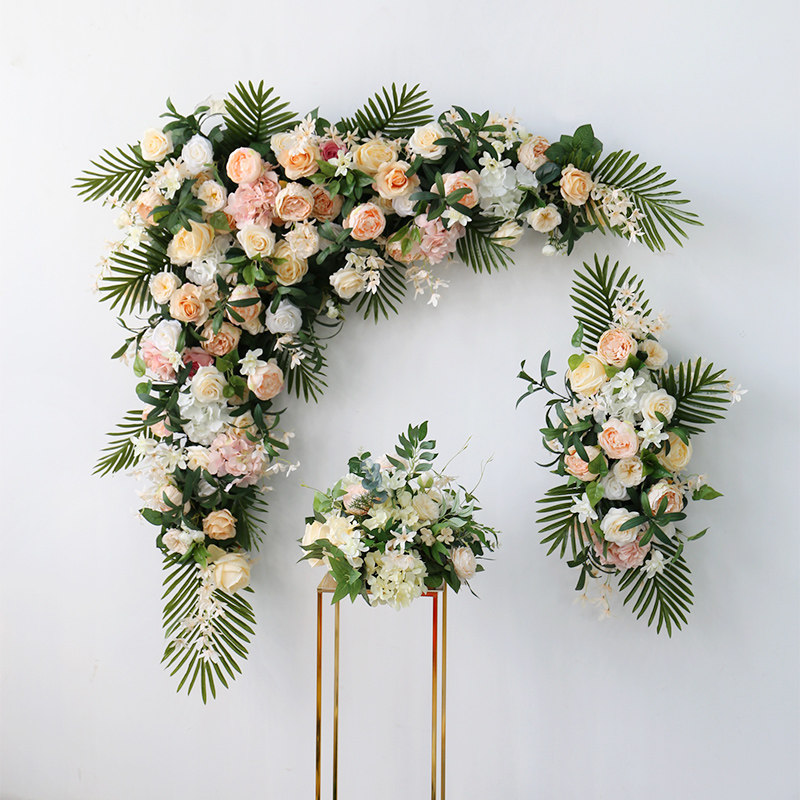 Champagne Suit Floral Art Triangle Arch wall-mounted Flower Road Emulation Flower Ball Wedding Greeting Photography Arrangement Decoration