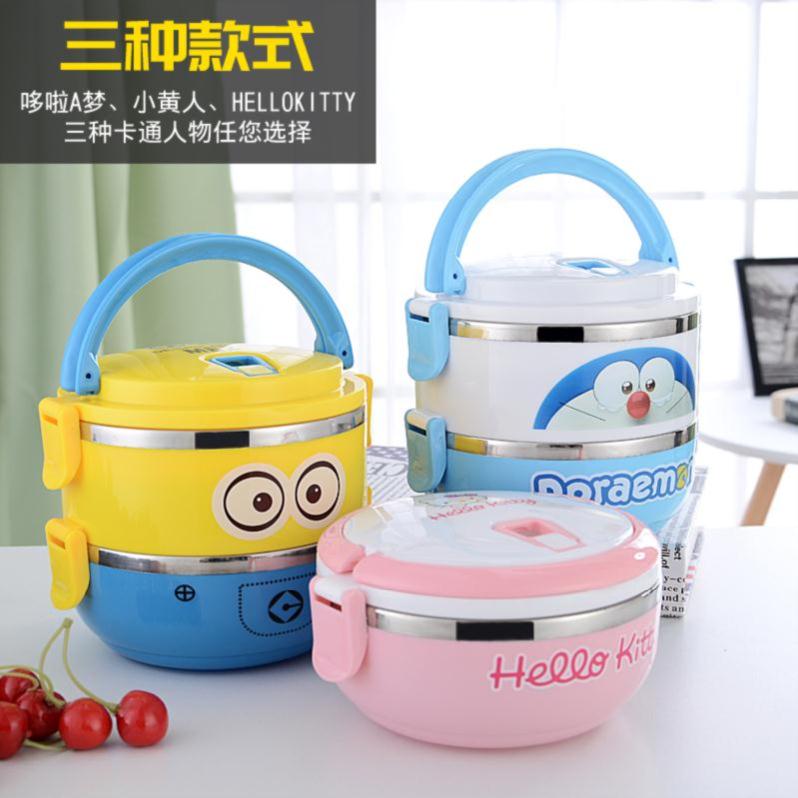 Dinner plate Dormitory bucket Children's insulation lunch box Portable and lightweight round with cover Student home double-layer out of a single