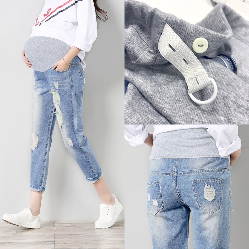 Maternity Pants for Petite Women, Cropped Length, Suitable for Spring and Autumn, Loose Fit, Casual and Fashionable, Early Pregnancy Belly Support Jeans for Summer
