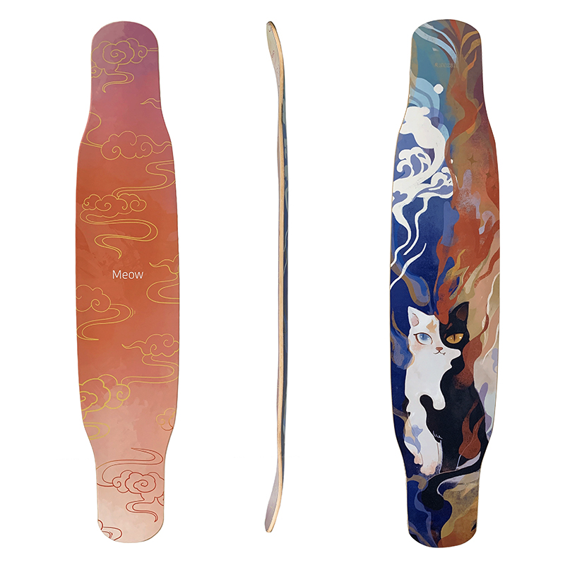 Rebirth longboard Meow longboard Male and female students brush street Professional longboard meow meow 2 black meow veneer surface