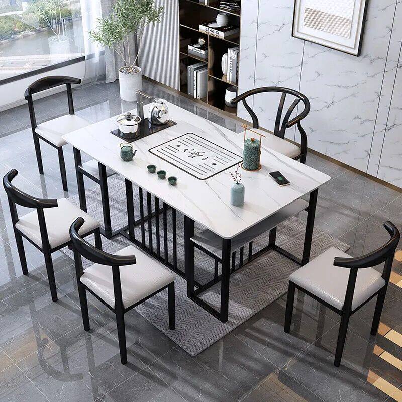 Tea table and chair combination Modern simple tea set Rock plate tea table Office tea Kung Fu tea table Zhuo tea table Household