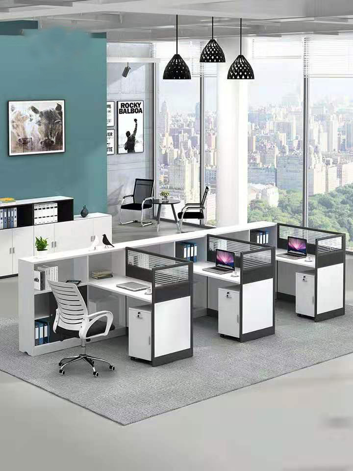 Office furniture simple modern screen card seat staff desk 2 4 6 person office desk and chair combination