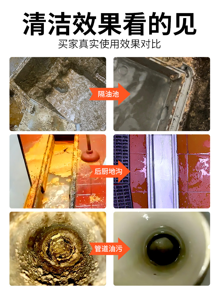 Oil Trap Degreaser Pipe Dissolving and Unclogging Agent for Kitchen Drains to Remove Heavy Grease Stains, Powerful Oil Removal Cleaning Tool #