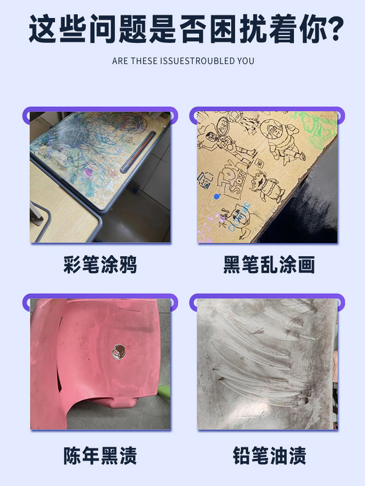 Desk and Chair Cleaner for Kindergarten, Desktop, Office, Stain Remover for Plastic, Pen Stains, Watercolor Pen Ink, Graffiti Cleaning%