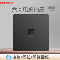 First Order Discount-Delixi Category 6 Computer Gigabit Network Socket Single Port Network Cable Socket Wall Panel Black