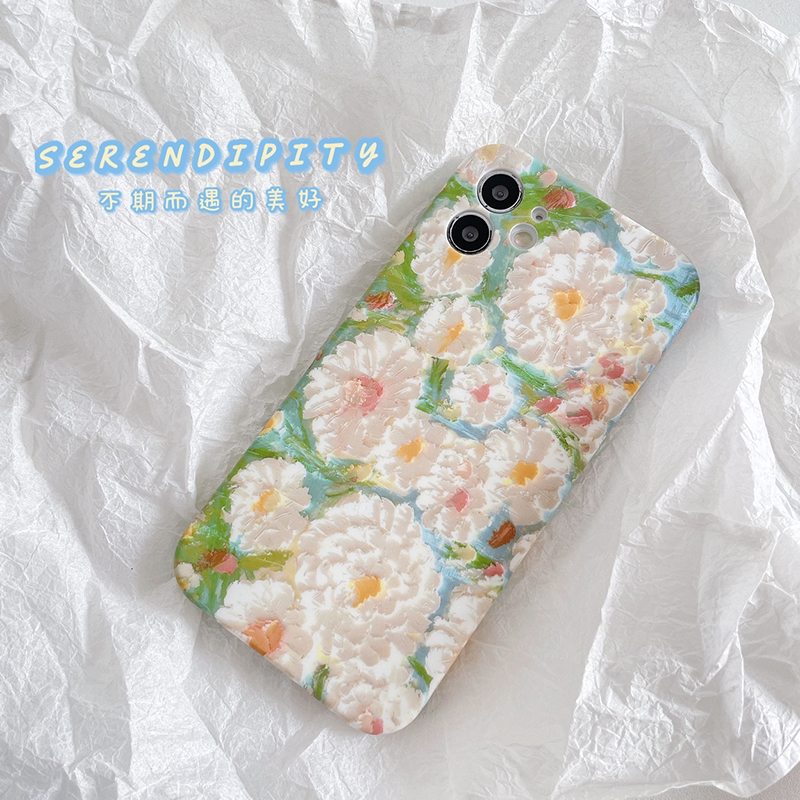 Dindaisy oil painting suitable for 13 12 Pro Max Apple 11 mobile phone protection shell iPhonese all-bag iPhones X XS anti-fall XR Soft 8 protection