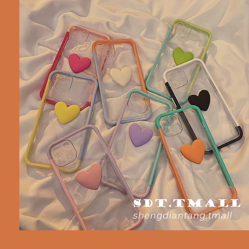 Simple ins fresh small love hit color border suitable for iPhone13 12Pro Max Apple 11 mobile phone protective case 12 new xs transparent xr anti-fall 14max