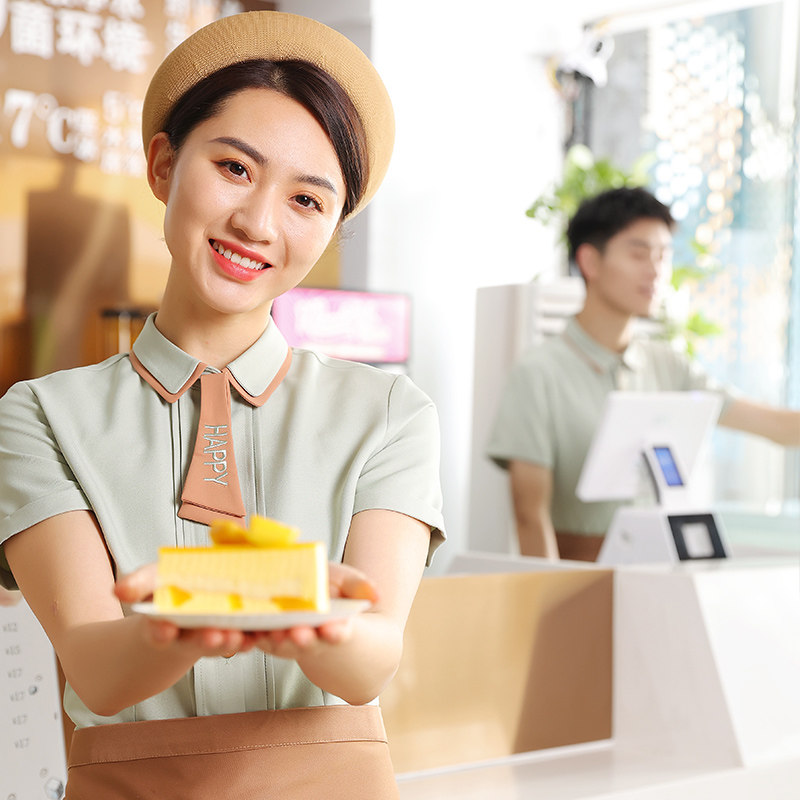Egg Pastry Waitress Work Clothes Lady Summer Catering Cafe Milk Tea Shop Baking Sweet Shop Dining Room Short Sleeve Custom
