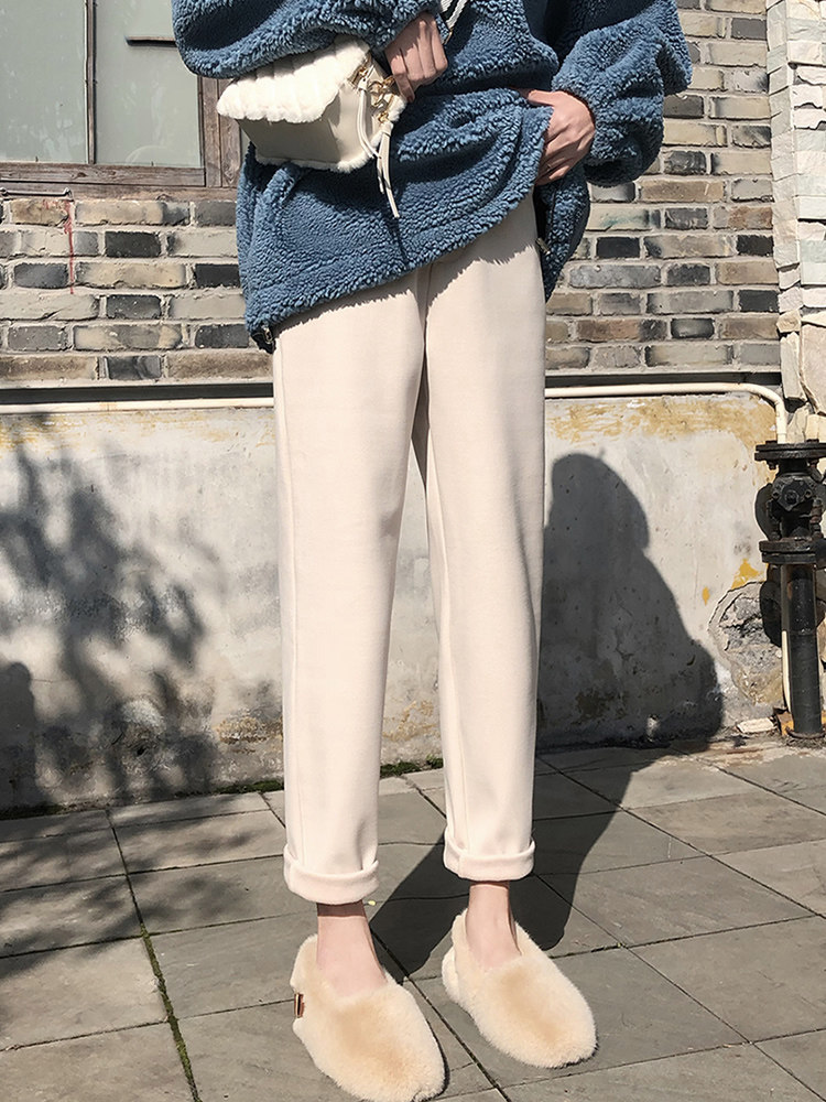 Woolen Harlan Pants Women's Fall/Winter 2021 New Loose Skinny Casual Straight Pants High Waist Nine-point Suit Pants