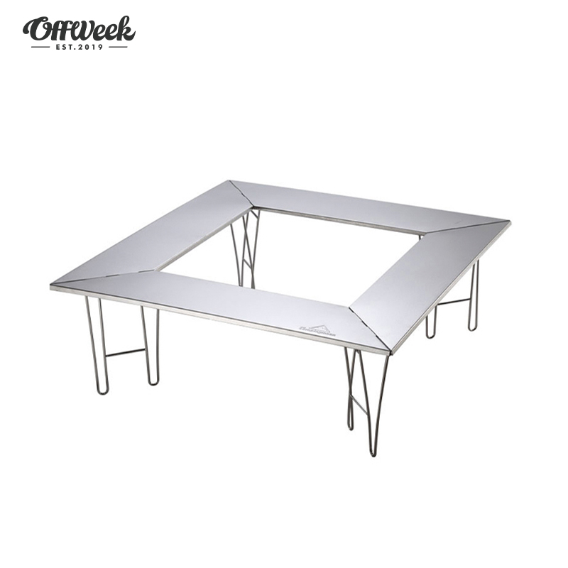 CAMPINGMOON Stainless steel patterned irori oven table barbecue table Split grill table outdoor folding table