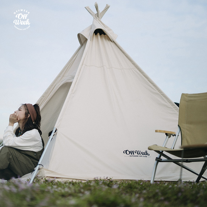 offweek Outdoor Park Series Indian Cotton Tents 1-2 People Camping Pyramid Sky Curtain Tents