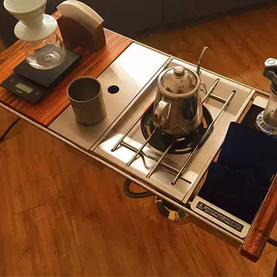 Outdoor camping folding solid wood table Self-driving fishing IGT multi-function ebony wood black walnut wood table Tea table