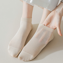 Ultra-thin modal socks for women in summer thin vertical strips pure cotton Japanese low-cut short socks for women ankle shallow mouth boat socks