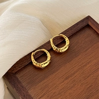 [Игла для ушей из чистого серебра 999 пробы] Золотые текстурированные серьги