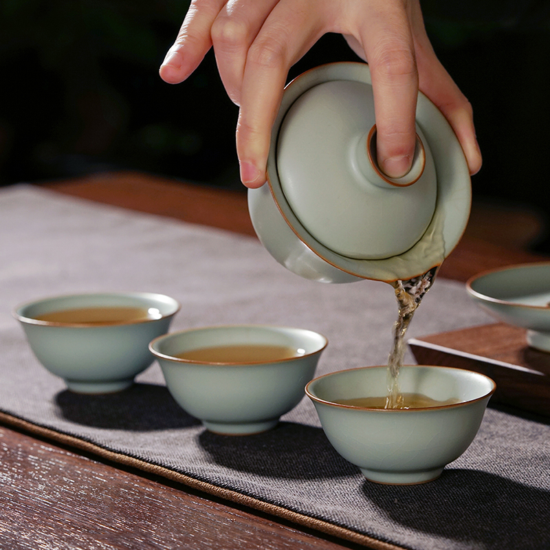 Your up tureen tea set suit household jingdezhen tea bowl manually open Chinese celadon ceramic gifts for