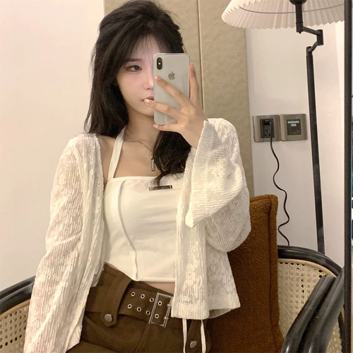 Кружевная накидка, кардиган, белая летняя тонкая одежда для защиты от солнца