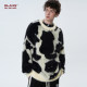 BJHG spring fat cat jacquard imitation mink velvet lazy style sweater jacket men's trendy brand loose couple sweater women