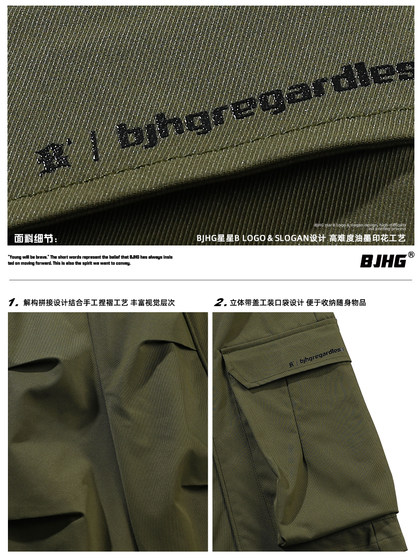 BJHG不计后果工装短裤男夏季潮牌休闲运动裤子美式宽松薄款五分裤