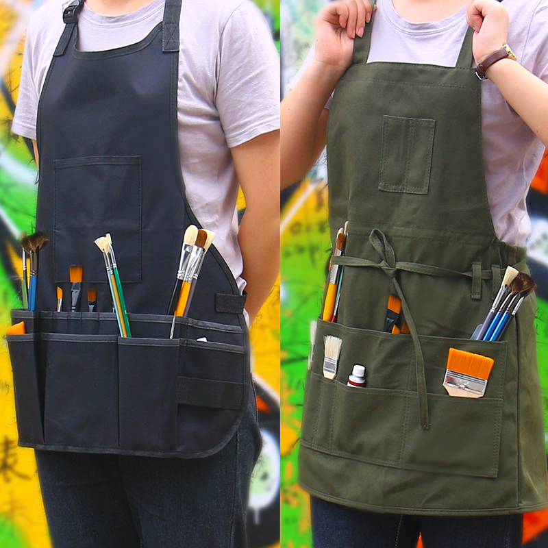 Art special apron painting water powder advertising watercolor painting acrylic painting apron painting adult Han print painting round waist art painting male and female anti-stain apron custom logo