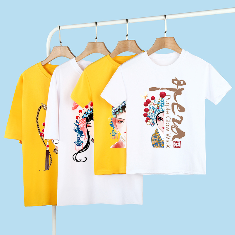 China Wind Peking Opera facebook T-shirt short sleeve pro-son in summer a family of three-four-mouth whole family with mother and daughter