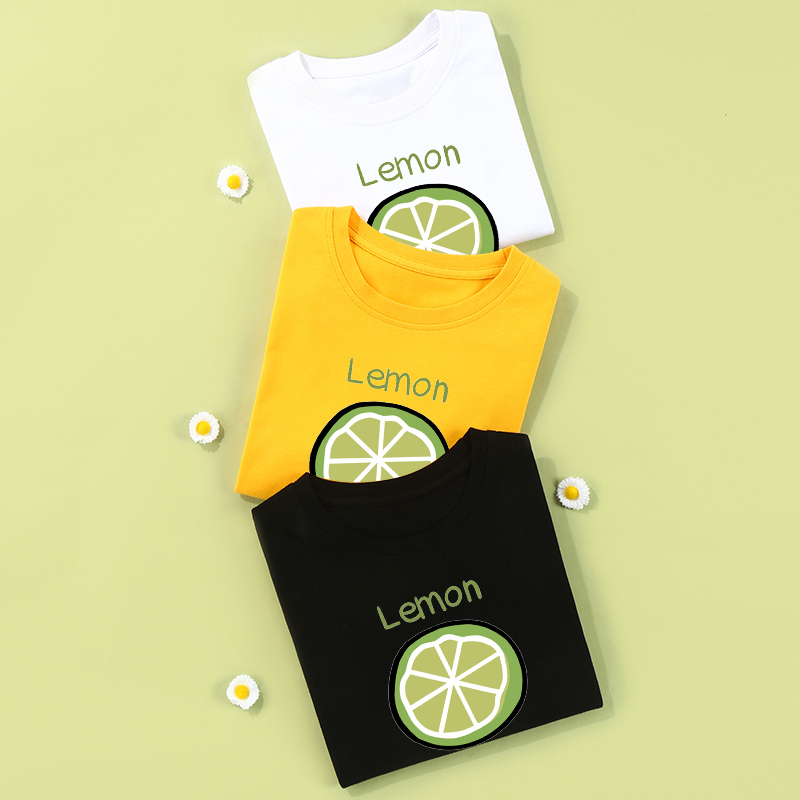 Fruit Lemon T-shirt Tennis Red pro-clothing family of three-four-mouth baby Han version 100 days photos of the same shakes