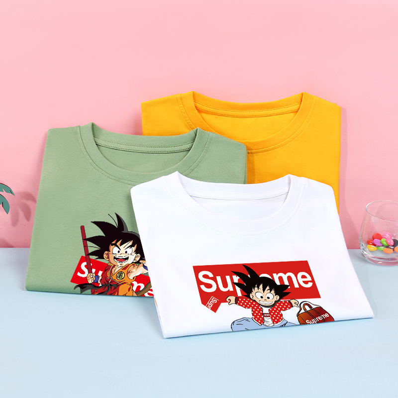 Seven Dragon Pearl-Sun Wuqen T-shirt parent-child clothing a family of three-four-mouthed whole family with 2022 summer clothing high-end fried street foreign pie
