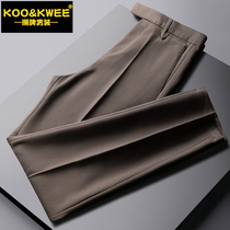 Spring and autumn coffee color men casual pants Western pants pants loose straight cylinder business elastic pants light and luxurious male trend
