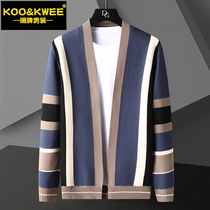 Collision Color Streaks Thin mens sweatshirt sweater jacket needlework sweatshirt sweatshirt jacket long sleeves trendy autumn and winter