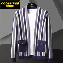 Striped cardiovert sweater for men 2021 autumn winter new coat needle weasel-jersey mens jersey blouse loot trend