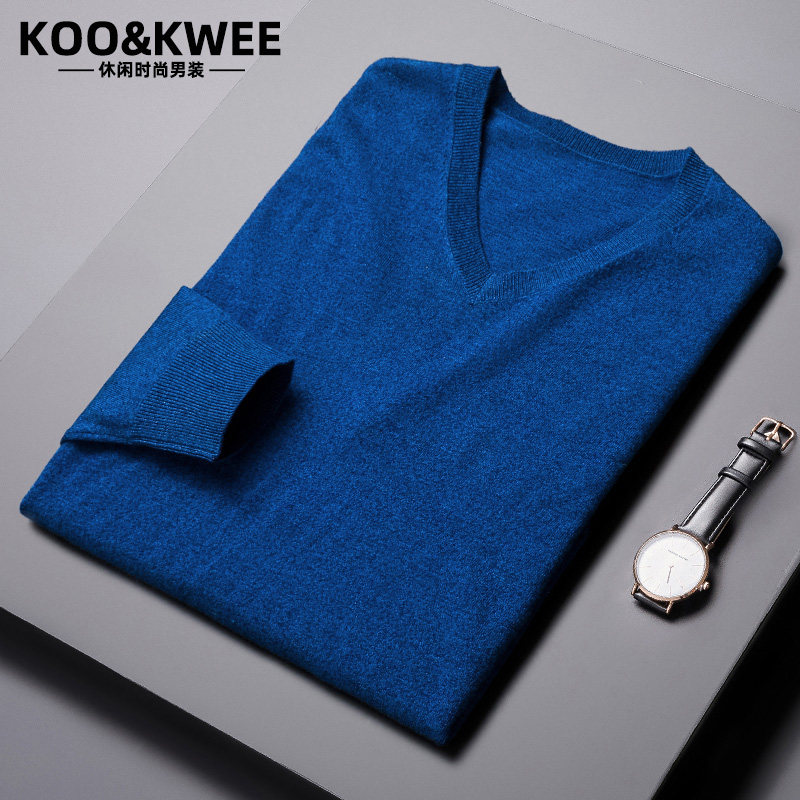 Fall stitch sweatshirt male V collar slim section V collar sweater for men's wool jersey long sleeve sweatshirt new