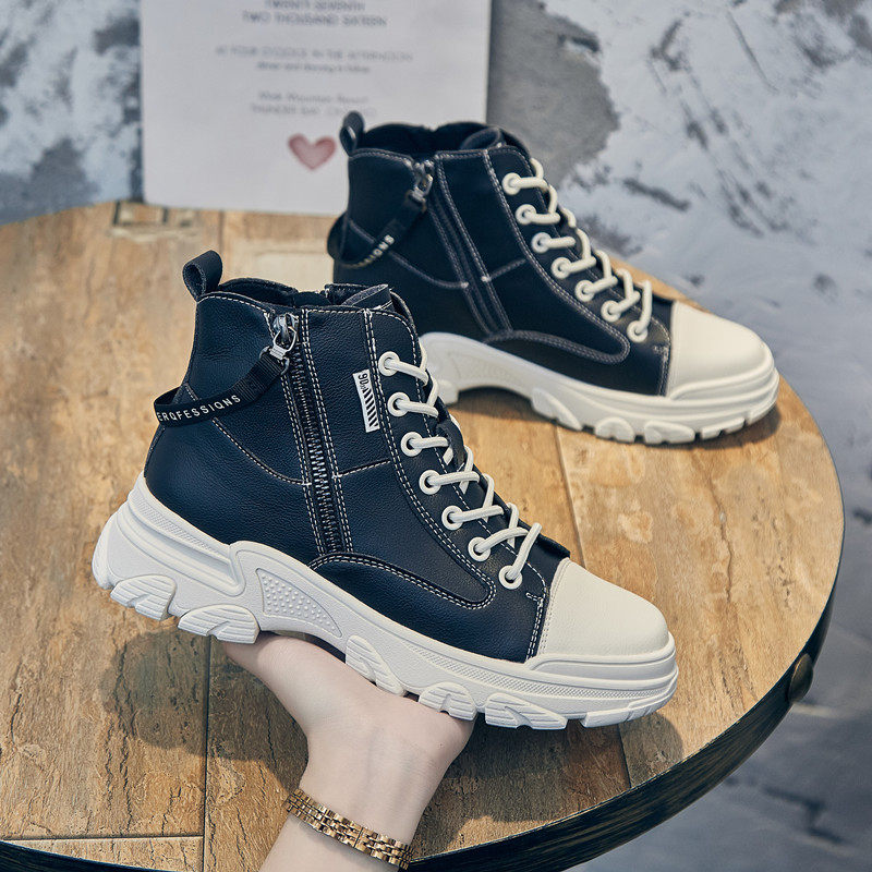 Leather Martin boots women's spring and autumn single boots 2022 new all-match casual early autumn white short boots trendy ins cool