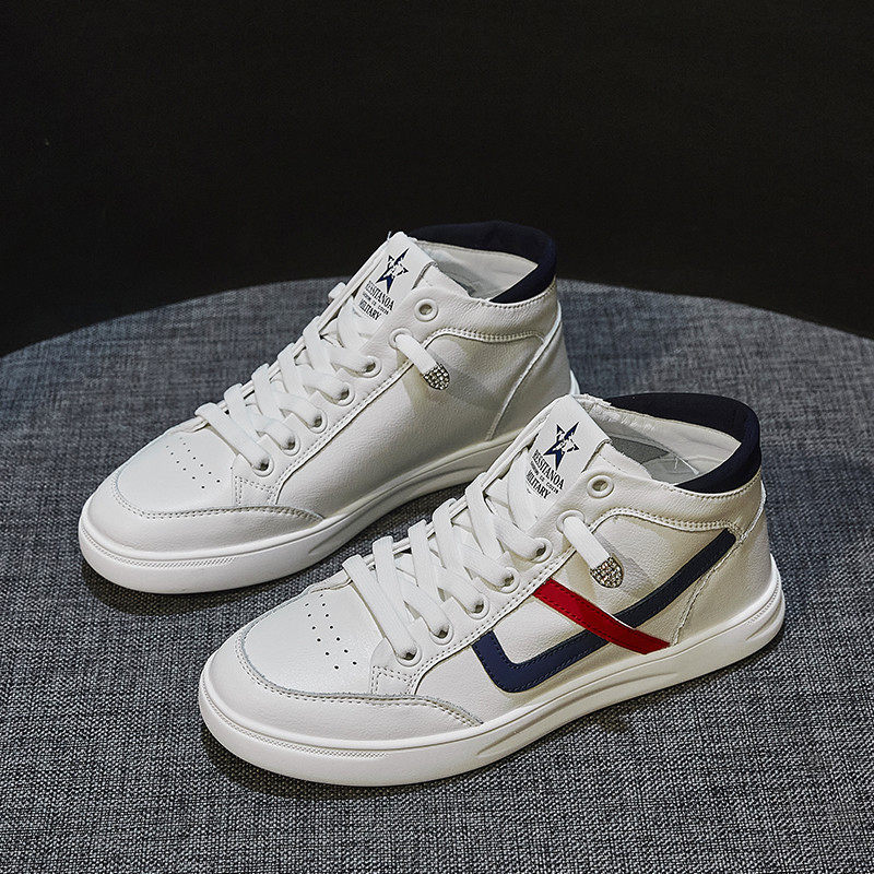 Real Leather Small White Shoes Woman Spring Autumn Summer 2022 New 100 Hitch A Foot Pedal High Cylinder Flat-bottomed Casual Board Shoes Students