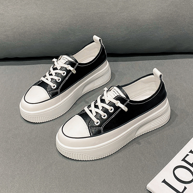 Genuine leather small white shoes women's spring and autumn 2023 new all-match explosion style thick-soled sneakers autumn women's shoes ins street style trendy shoes