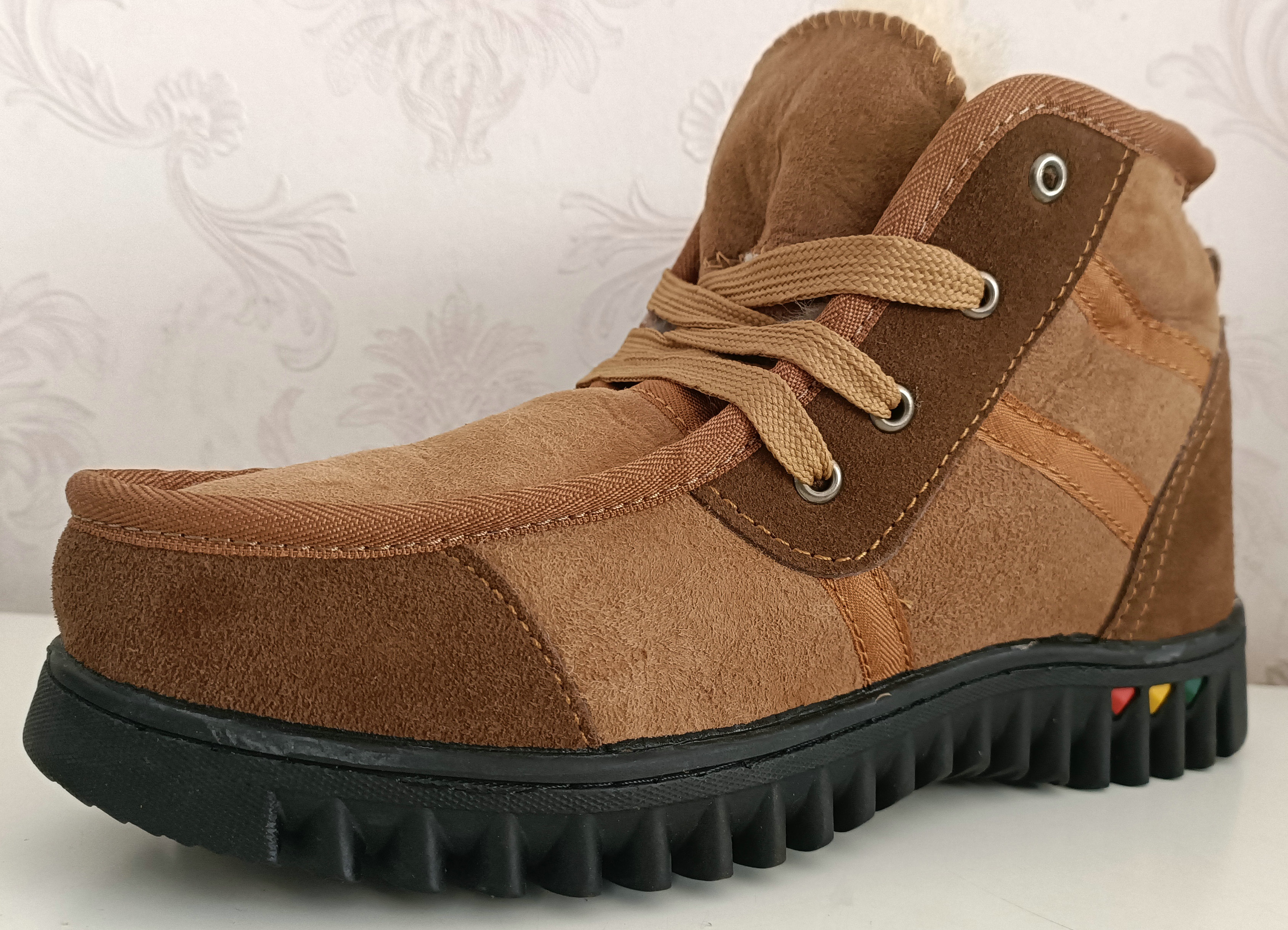 Wool sheepskin snow boots leather shoes pure sheepskin cold-resistant warm winter men's sheepskin shoes fur one