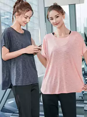 Plus size sports coat women's loose shirt T-shirt fat mm fitness clothing yoga room short sleeve 200 jin thin summer