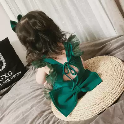 2021 New Korean little princess children's swimsuit female cute one dress