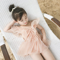  2021 new childrens swimsuit girls and girls cute gauze skirt ins one-piece swimsuit holiday hot spring swimsuit