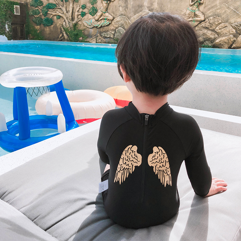 Children's swimsuit boy Even with long sleeves sunscreen cute baby swimsuit suit Children's damp South Korean swimming trunks