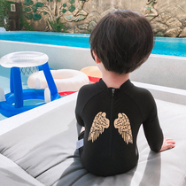  Childrens swimsuit Boys one-piece long-sleeved sunscreen cute baby baby bathing suit set childrens tide Korean swimming trunks
