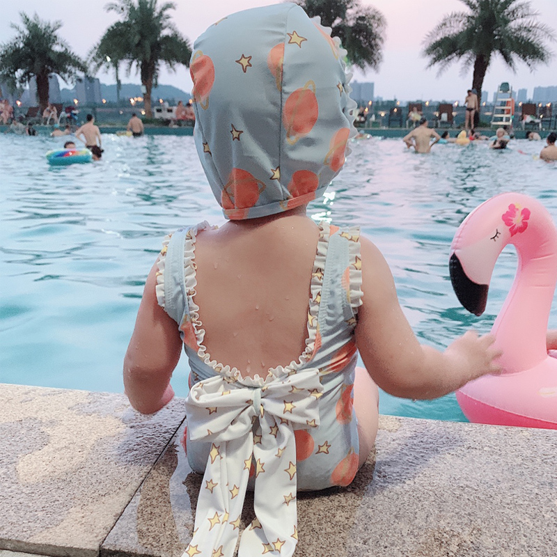 New Korean ins children's swimsuit Women's one-piece Western cute baby baby bathing suit hot spring set