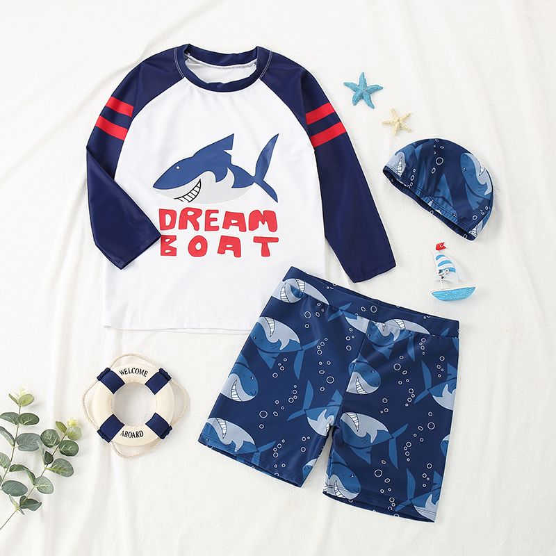 South Korean Children's swimsuit New wave Little CUHK Scout Two-style swim trunks suit Long sleeves baby swimsuit quick dry suit