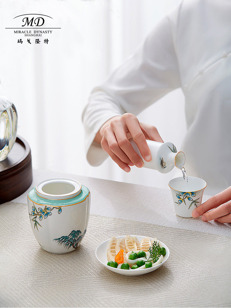 Margolonte West Lake Feast Bone China Wineware Suit Home Chinese Yellow Wine White Wine Hot Wine Pot Gift Box Dress