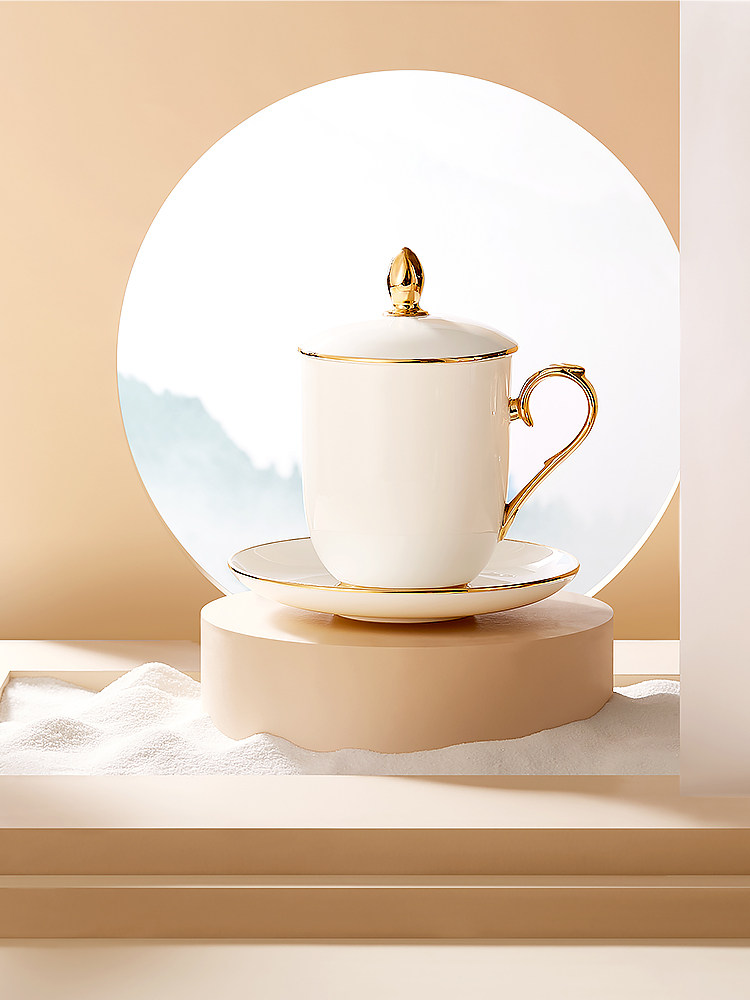 Margolonte jade Hall Fugui Relief Jade Land cover cup Home with disc Mark Cup Gift Box Packaging