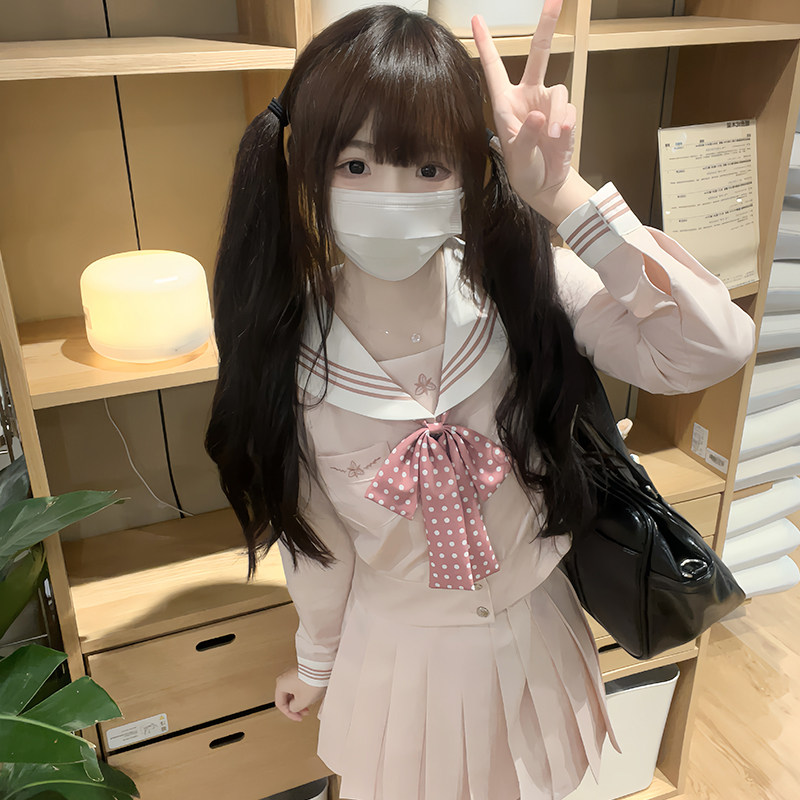 Yaoyan Rabbit (Sweet Sakura) JK Original Sailor Uniform Academy Style Set Womens Japanese Long Sleeve Waist Folding Skirt