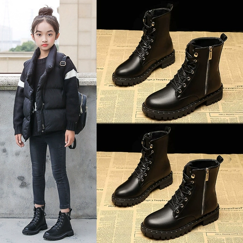 Martens, флисовая зимняя обувь, детские короткие сапоги в английском стиле, 2020, в британском стиле, подходит для подростков