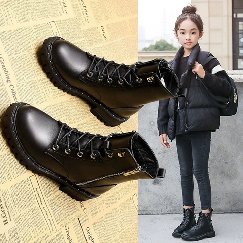 Martens, флисовая зимняя обувь, детские короткие сапоги в английском стиле, 2020, в британском стиле, подходит для подростков