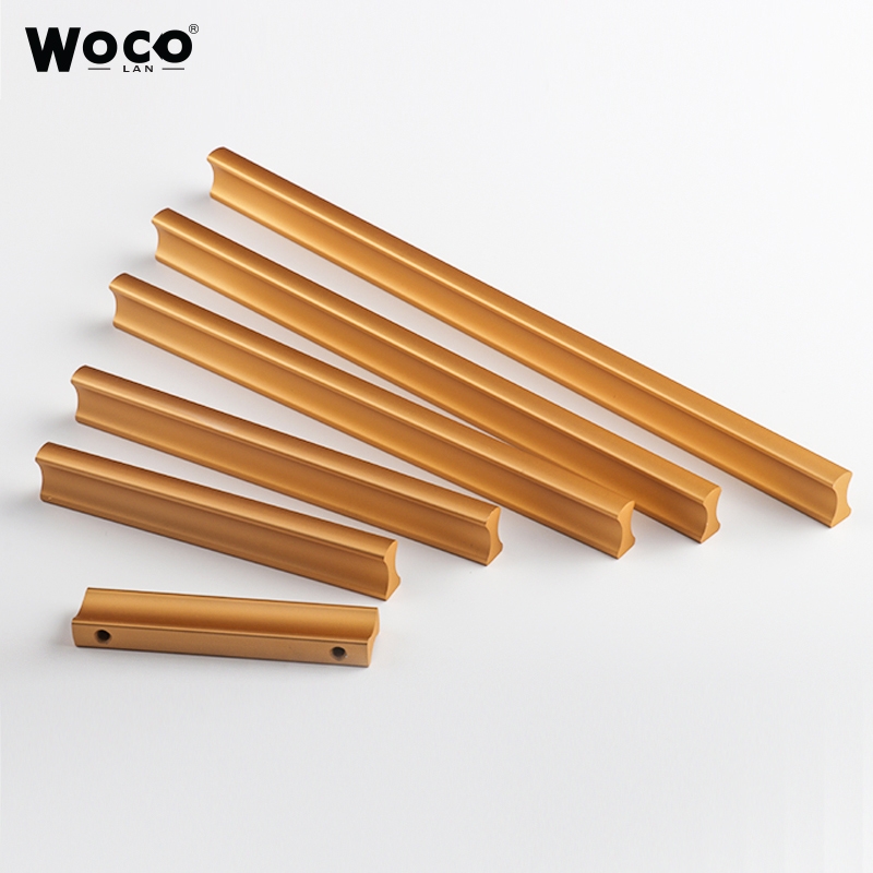 Golden cabinet door handle modern minimal aluminum alloy black handle drawer drawer long hand cupboard pull hands northern Europe