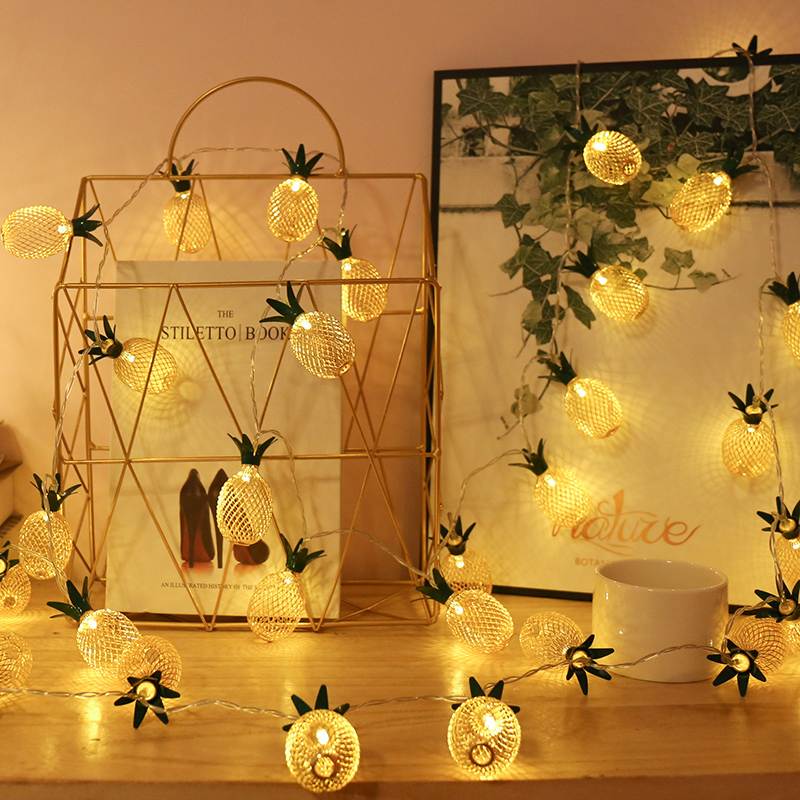 Retro Pineapple Led Small Colorful Lights Flashing String Lights Popular Decorative ins Lights Girly Room Decoration Bedroom Hanging Lights