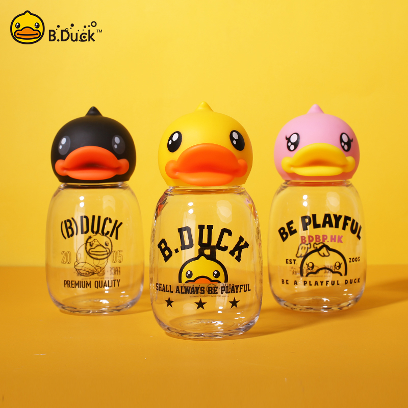 B Duck small yellow duck children's water cup Primary school Pupils Summer men and women Baby Straw Cup Straight Drinking Cup Anti-Fall