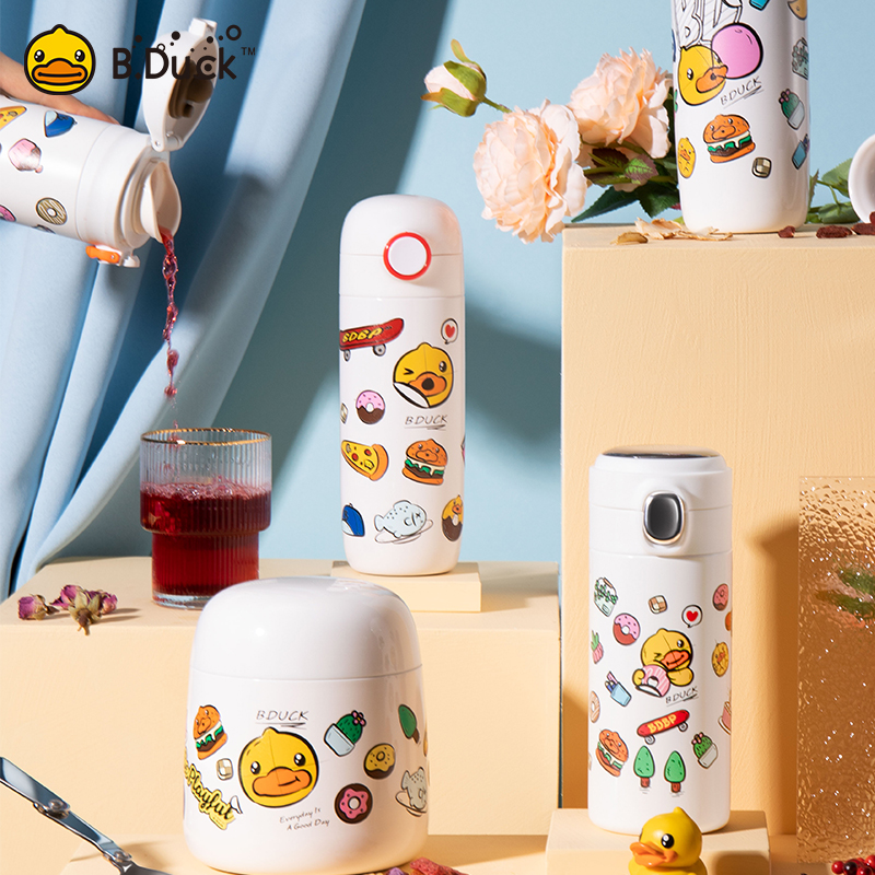 BDuck Small Yellow Duck Children Straight Drinks Insulated Cups Boys Girls Students Water Glass 316 Food Grade Stainless Steel Kettle
